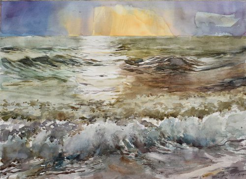 Sunset on the sea  ( 73 X 54 ) by Goran Žigolić Watercolors