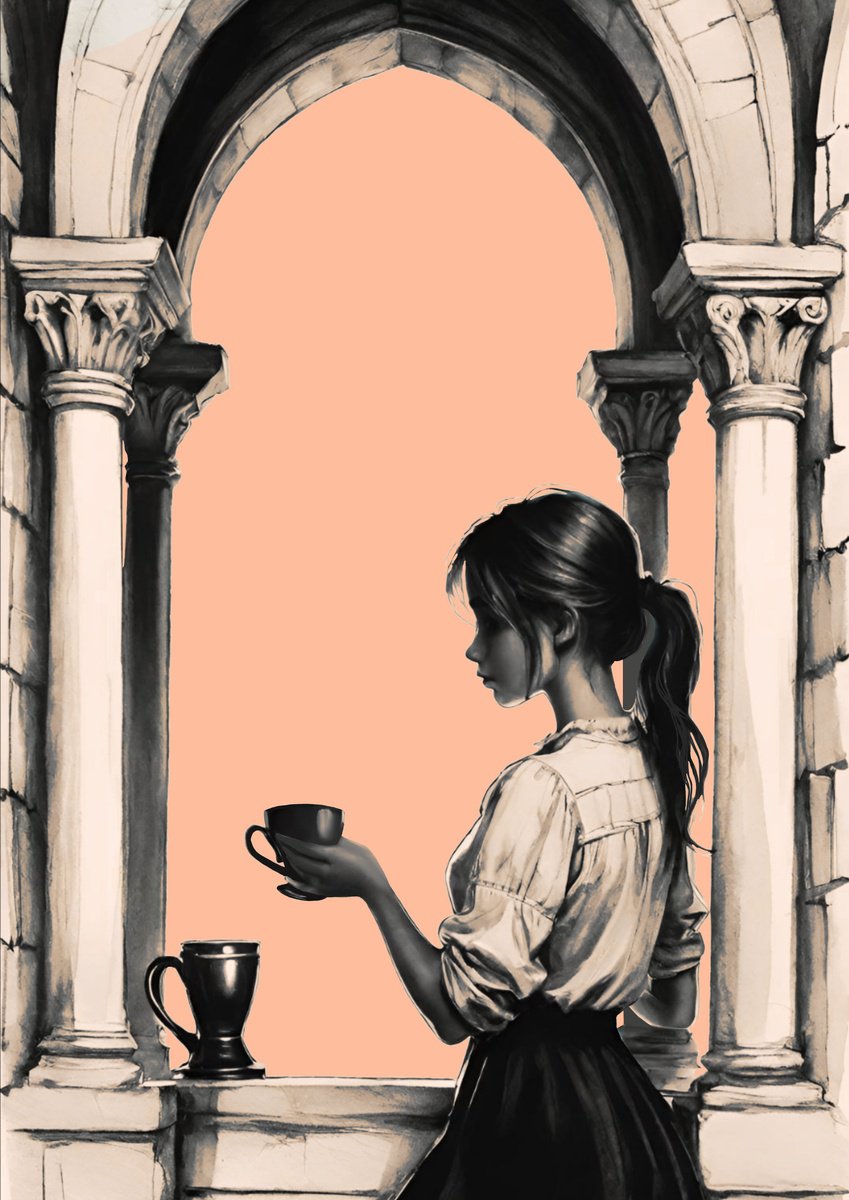 Girl with a cup of coffee/2 by Natalia Veyner