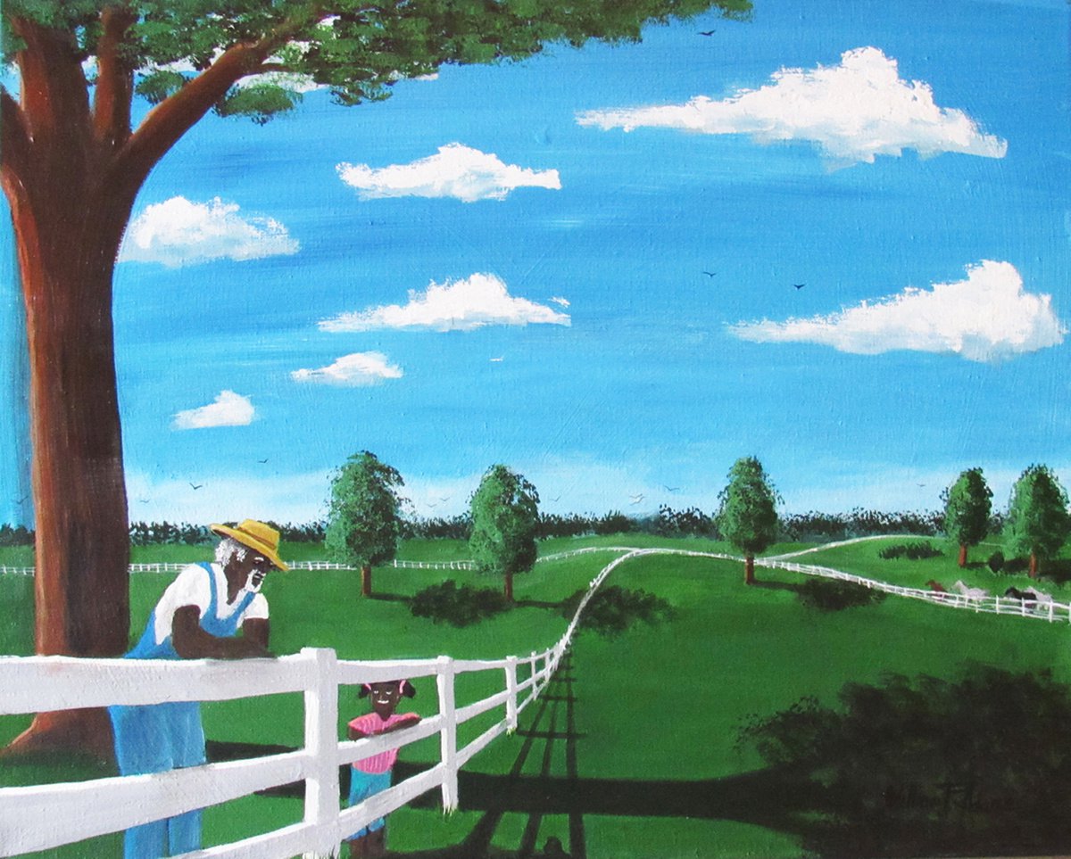 Impressionistic Portrait Acrylic Painting By William F. Adams, 20 X 16", Long Talks With Grandpa, Original Artwork