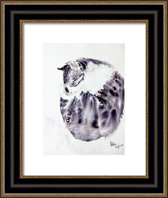 Cat Watercolors -Curled up Queen  Limited edition Archival Prints