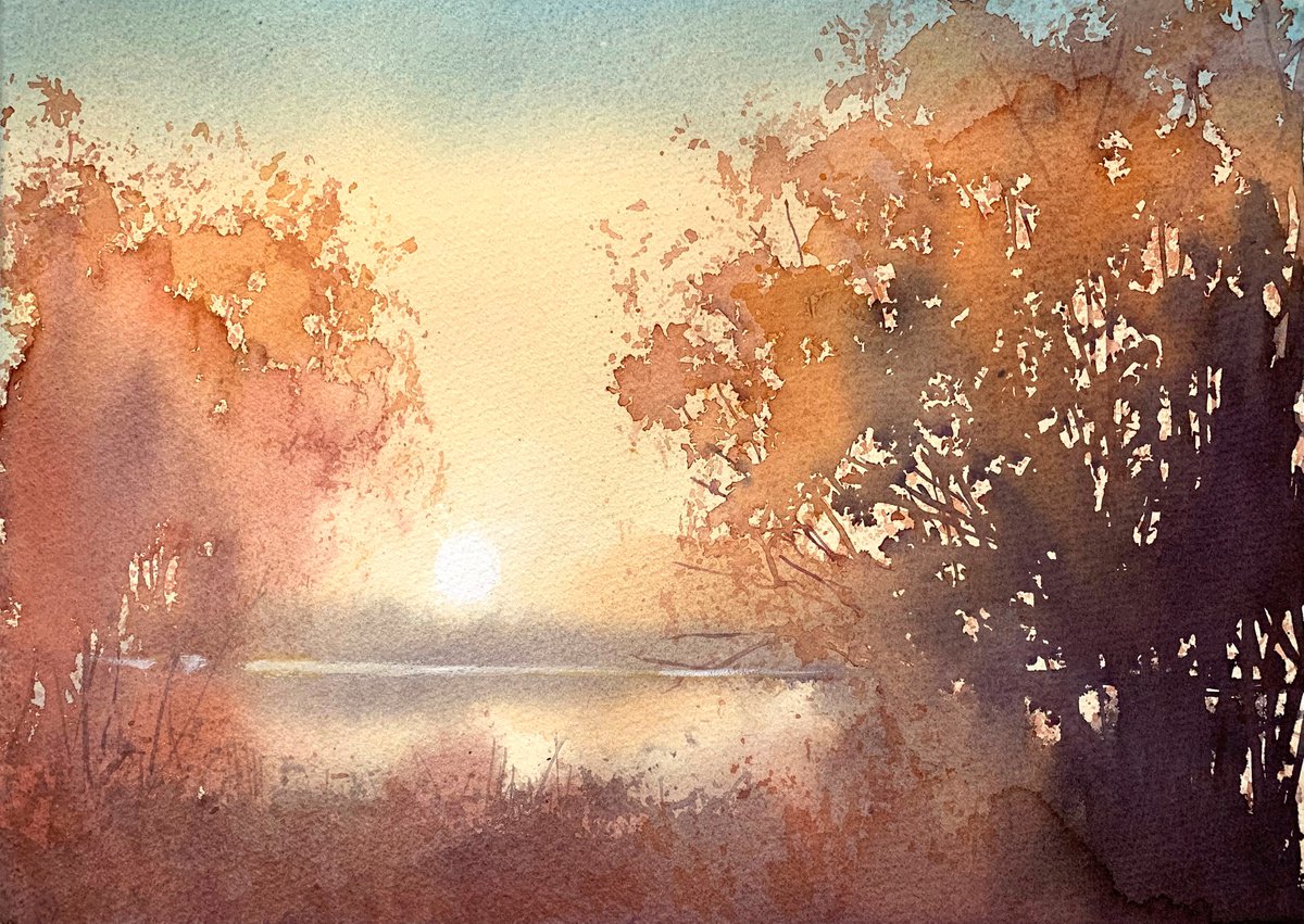 Sunset Over Lake by Tania Zubareva