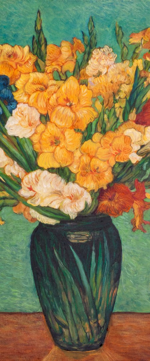 Gladioli in a Green Vase by Suren Ter-Avakian