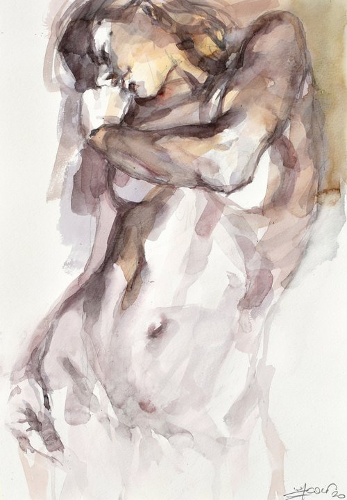 Nude (the  day  before e-day) by Goran Žigolić Watercolors