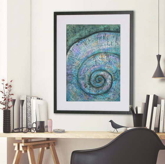Ammonite (textured artwork of a fossil ammonites) #6