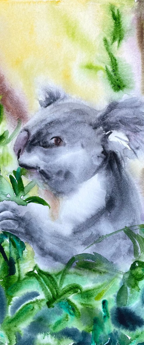 Koala Original Watercolor Painting, Australian Bear Picture, Animal Illustration, Cute Wall Art by Kate Grishakova