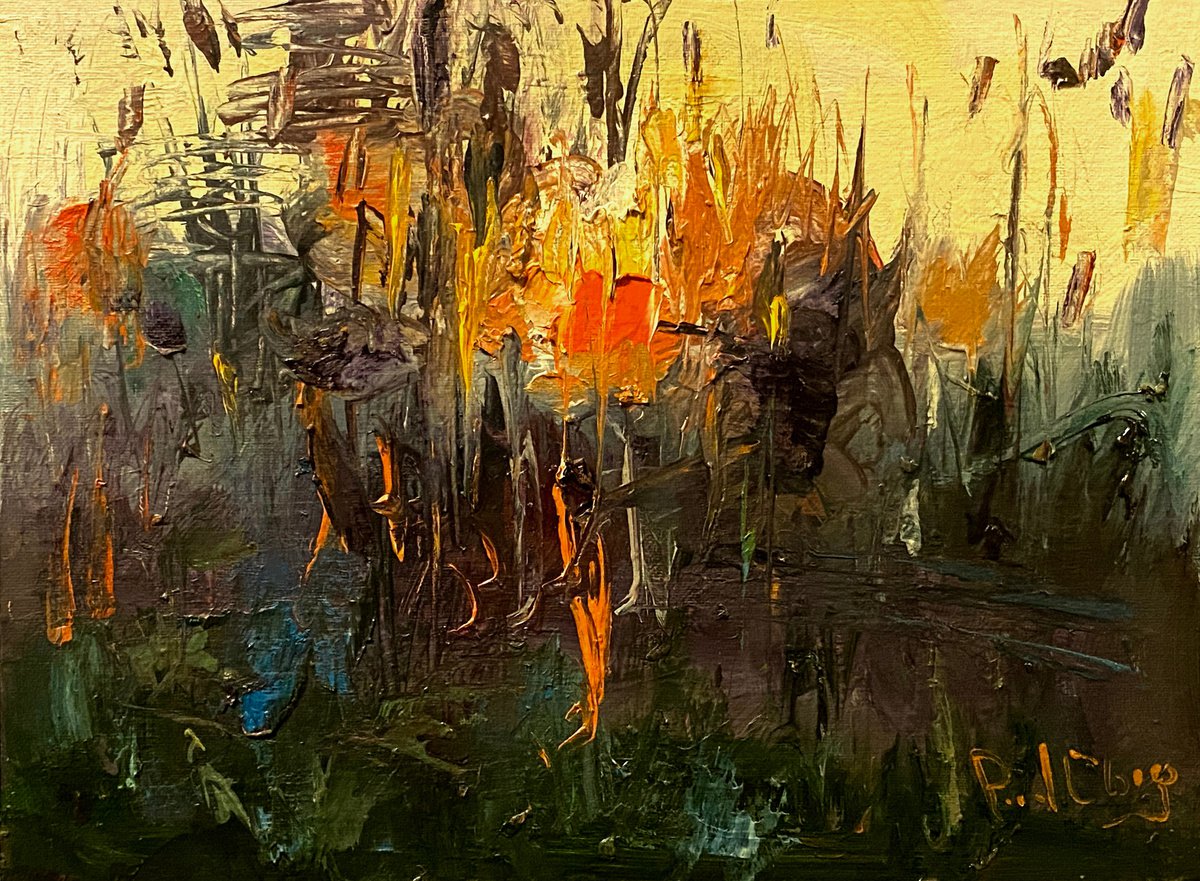 Abstract Oil Painting By Paul Cheng, 12 X 9", Abstract No. 1, Original Artwork