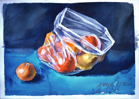 Oranges in plastic bag