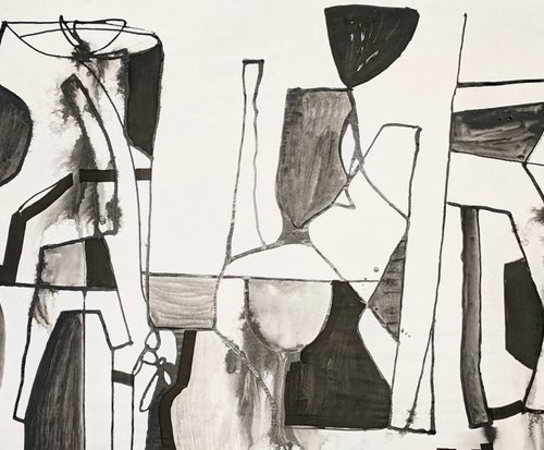 Untitled Abstract ink acrylic painting on paper by Ulugbek Doschanov