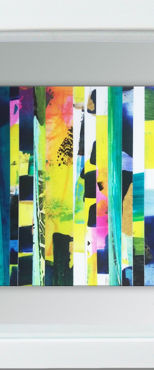 Framed ready to hang original abstract  - Colours Collage #1 by Carolynne Coulson