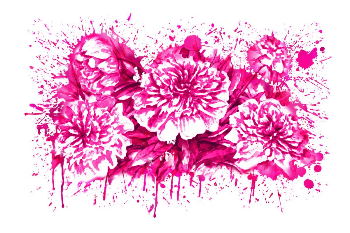 Flowers Splash Pink by Julia Gogol