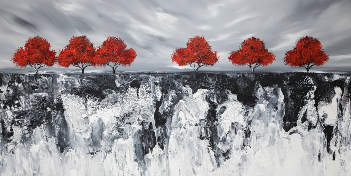 Abstract Landscape Acrylic Painting By Art By Catalin, 59 X 30, Happy Together 14, Original Artwork