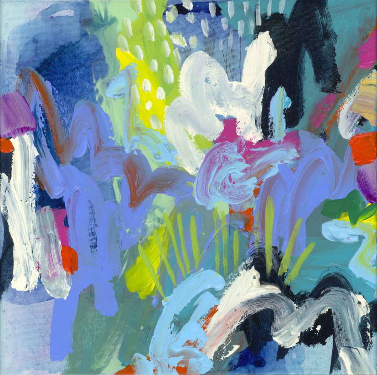 Abstract Acrylic Painting By Claire Desjardins, 12 X 12, Good Hair Day 03, Original Artwork