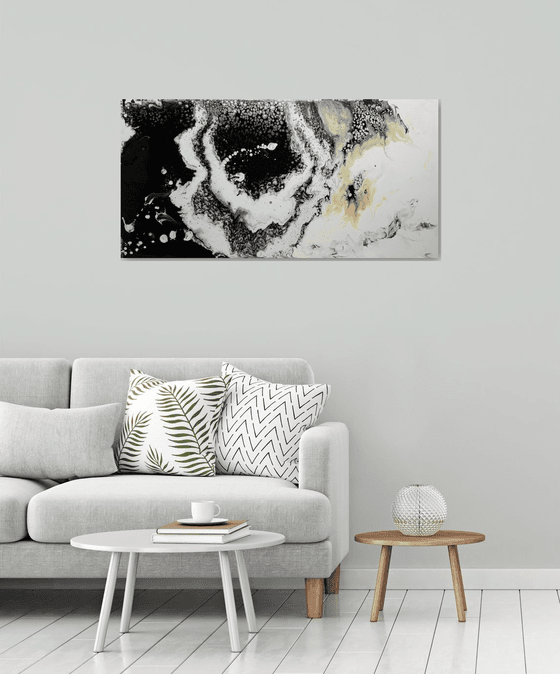 Large Abstract Black and White Acrylic painting