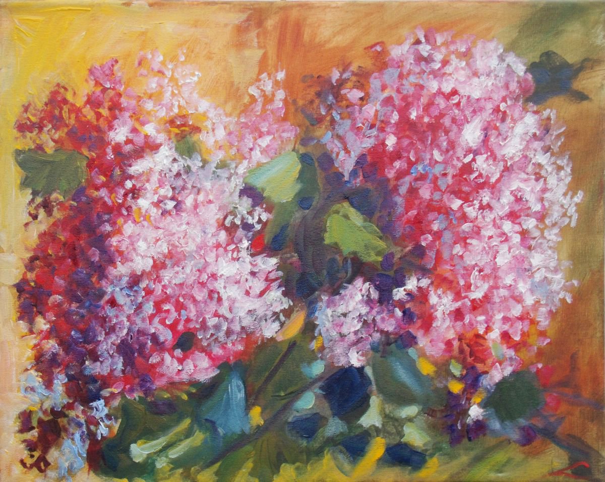 Impressionistic Botanical Oil Painting By Elena Sokolova, 20 X 16, Lilac, Original Artwork