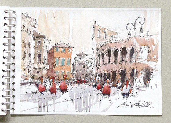 Verona, pen and watercolor.