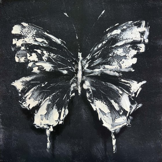 White Black Abstract butterfly