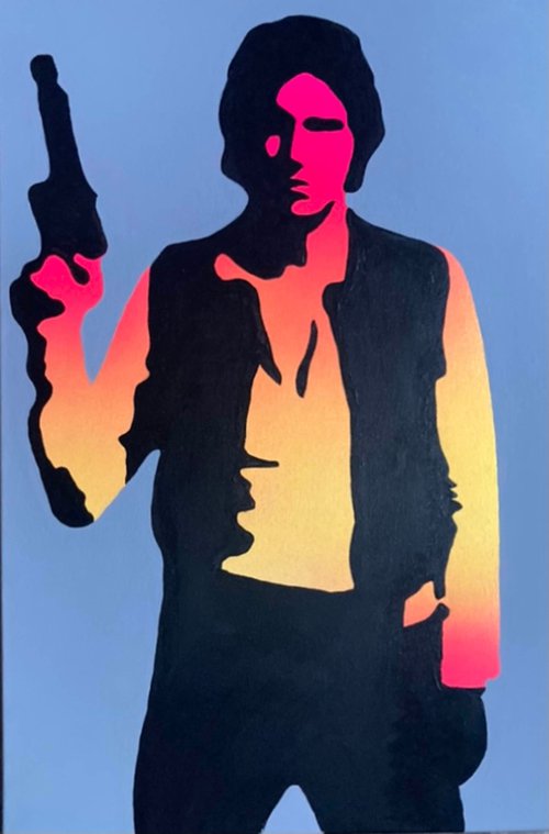 Han Solo Start Wars Original Pop Art Canvas Painting by Dominic Joyce