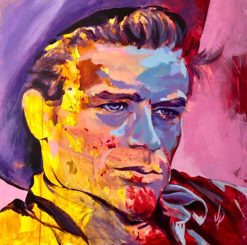 James Dean Portrait Acrylic on canvas 100x100cm by Javier Peña