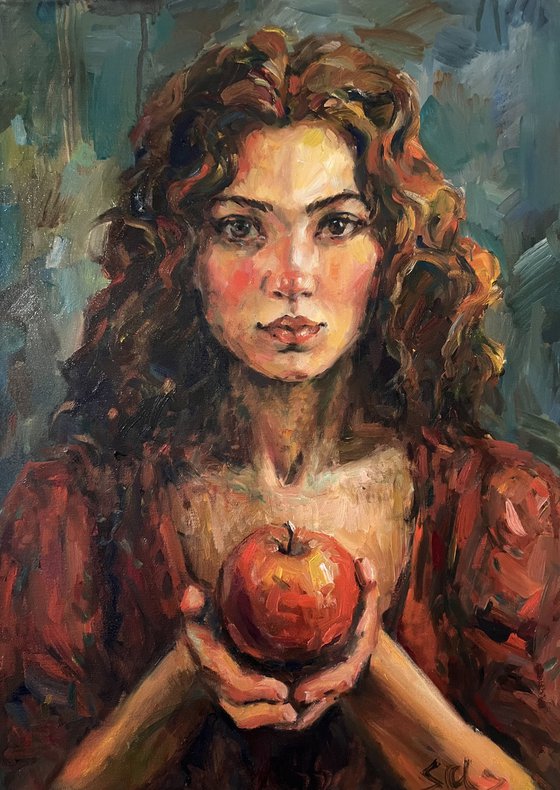 Girl with red apple