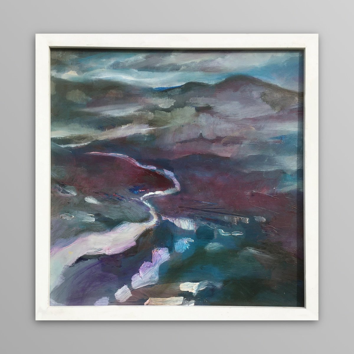 Impressionistic Landscape Oil Painting By Guy Pickford, 13 X 13, Going With The Flow, Original Artwork