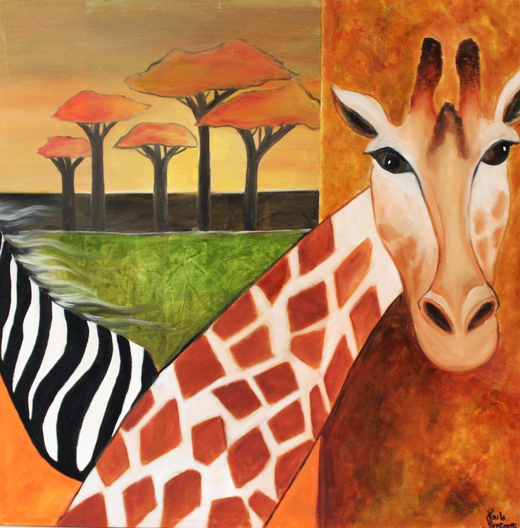 Giraffe Acrylic Painting By Paula Berteotti Artfinder