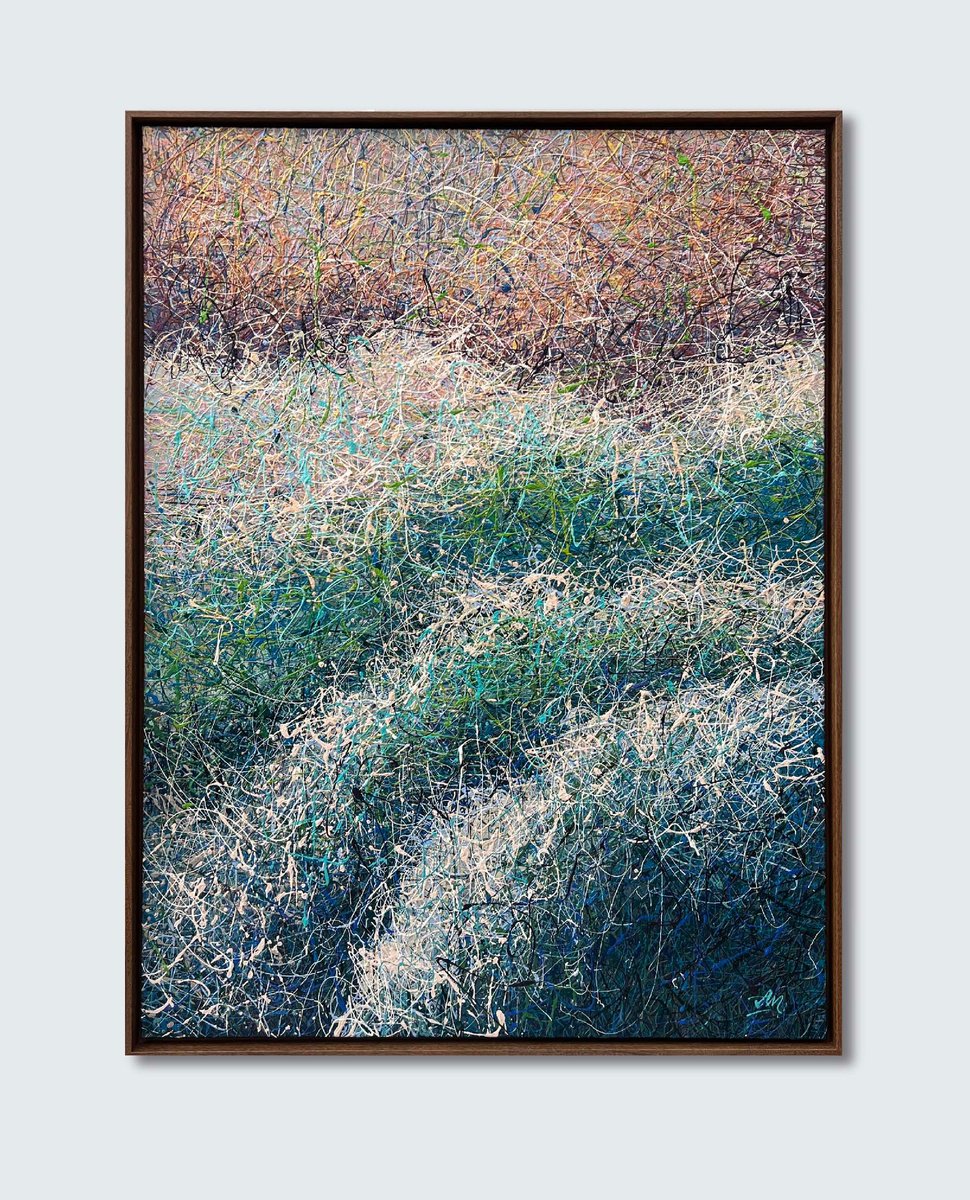 Impressionistic Landscape Acrylic Painting By Nadiia Antoniuk, 40 X 53", In The Quiet - Framed, Original Artwork