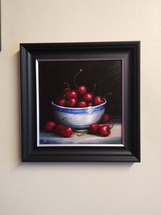 Bowl of cherries still life