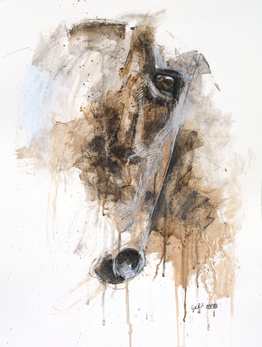 Expressive Animal Painting By Benedicte Gele, 17 X 22, Expression 43T, Original Artwork