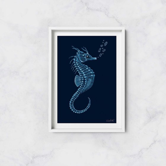 Seahorse - Coloured Stippling Illustration