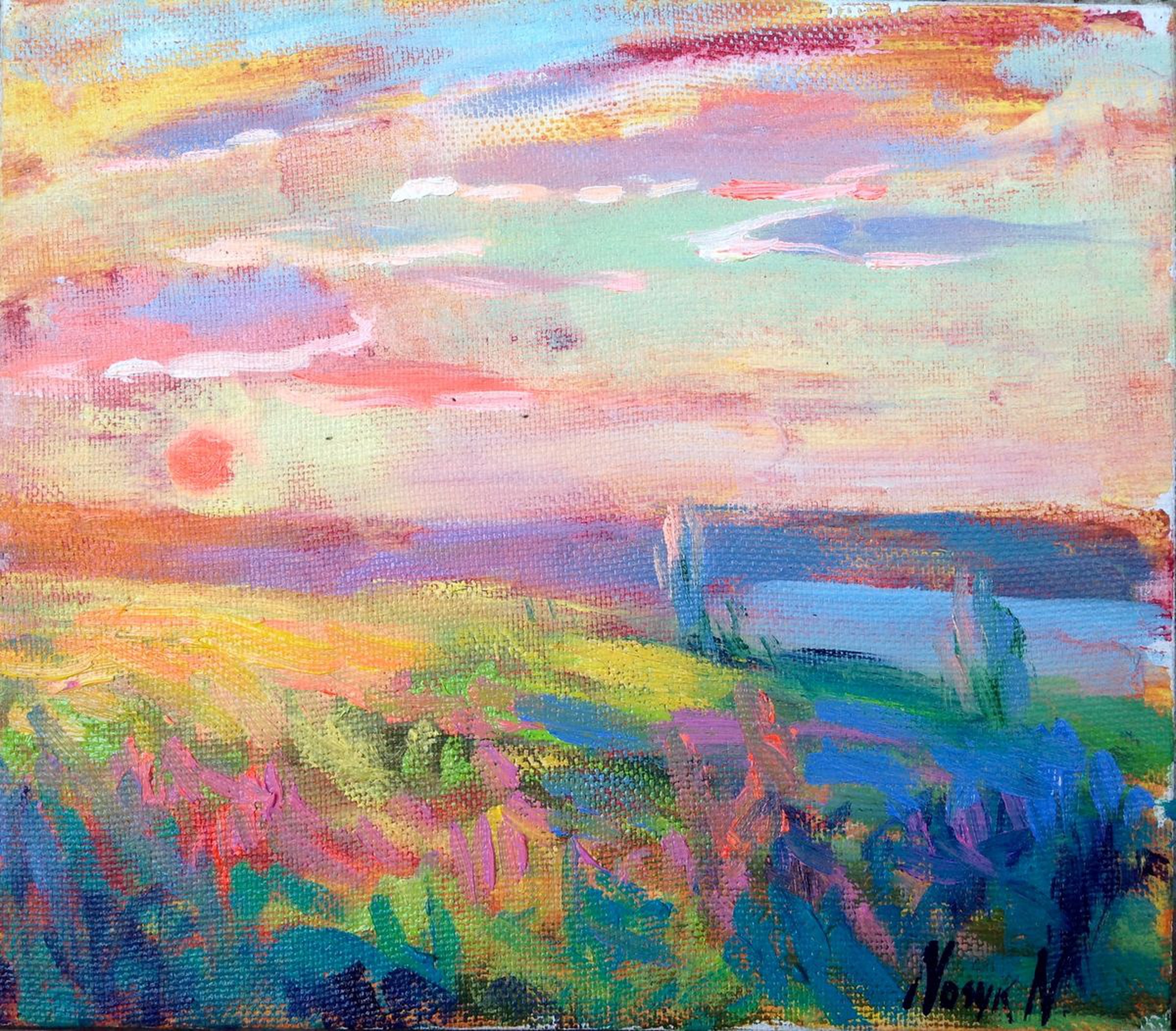River Sunset Warm Colors Etude Light Field Artfinder
