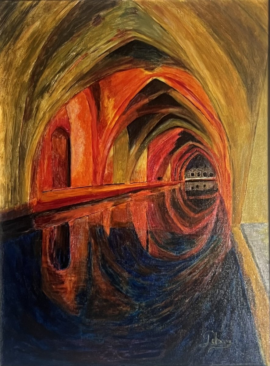 Impressionistic Cityscapes Oil Painting By Isabelle Lucas, 20 X 26, Reflections On Bassin, Original Artwork