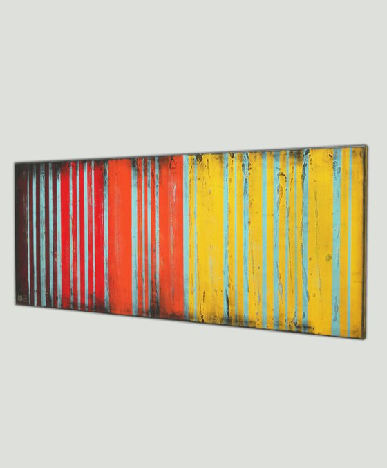 Abstract Painting - Orange Lined Landscape - Ronald Hunter - 21F