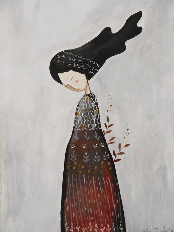 The woman with a long dress