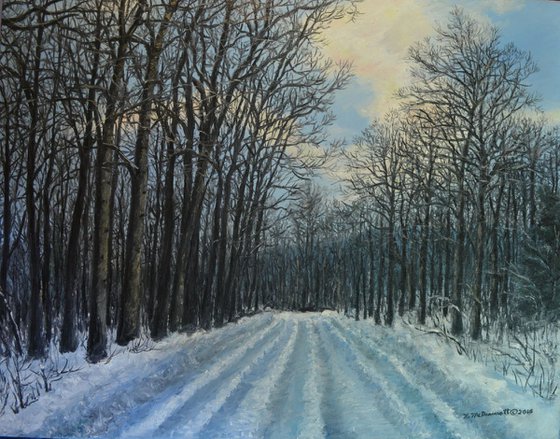 Winter Road to the Gas Well - 16 X 20 oil