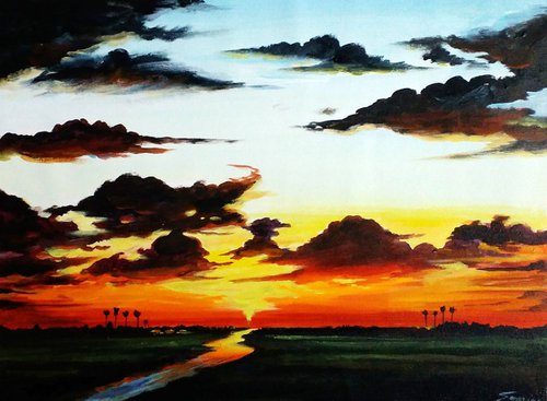 Rural Cloudy Sunset by Samiran Sarkar