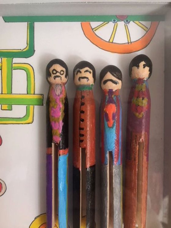 Yellow Submarine - peg dolls scupture