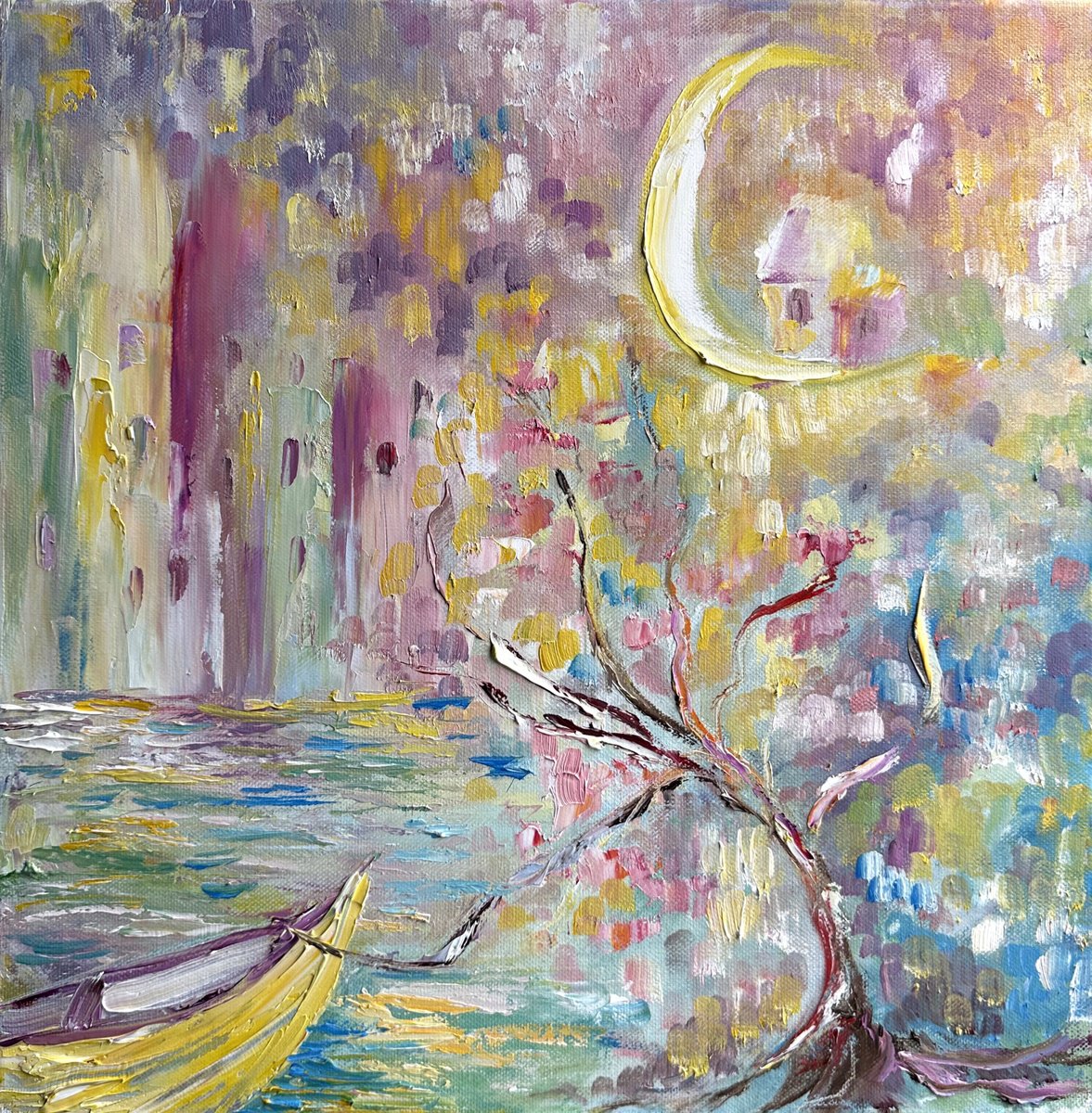Impressionistic Abstract Oil Painting By Oksana Fedorova, 16 X 16", Intuitive Painting Dream, Original Artwork