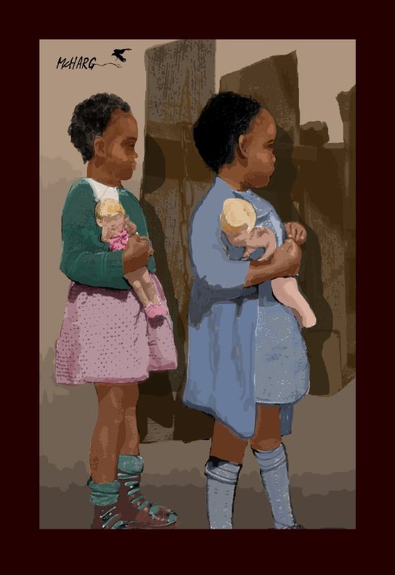 WHITE DOLLS  22" x 34"