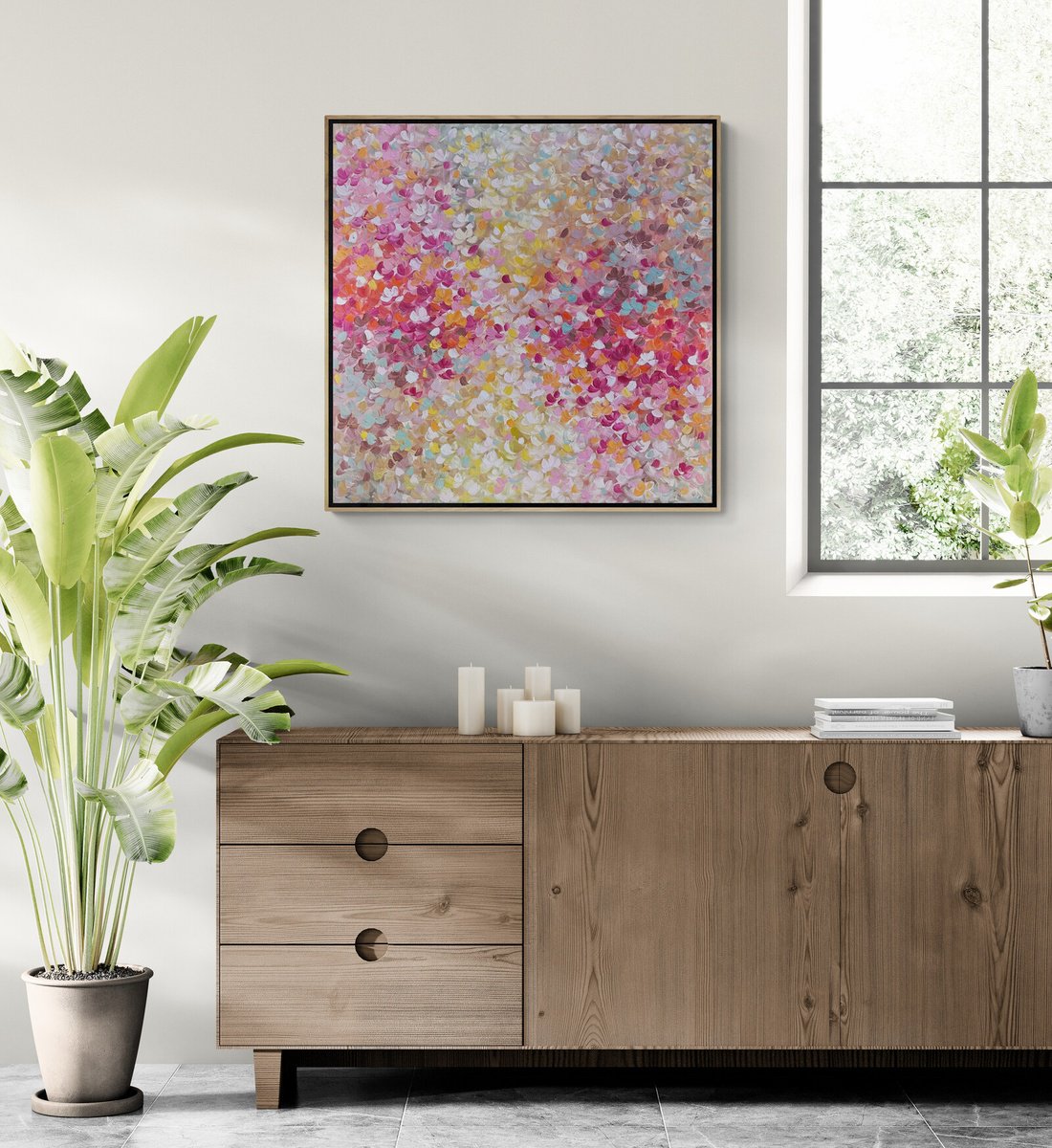 Abstract Acrylic Painting By Belinda Nadwie, 36 X 36, Met You In Spring My Heart Skipped A Beat, Original Artwork