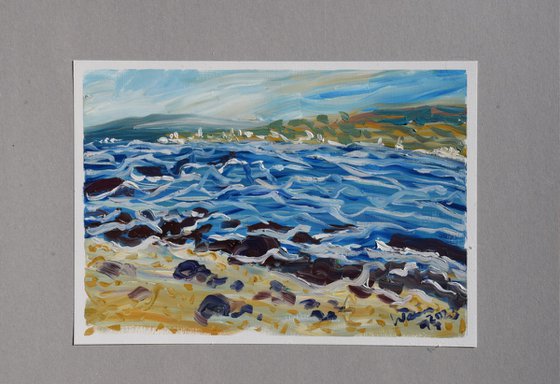 Secluded beach - Set of 2 paintings - Playa de Cala Sardina, Manilva