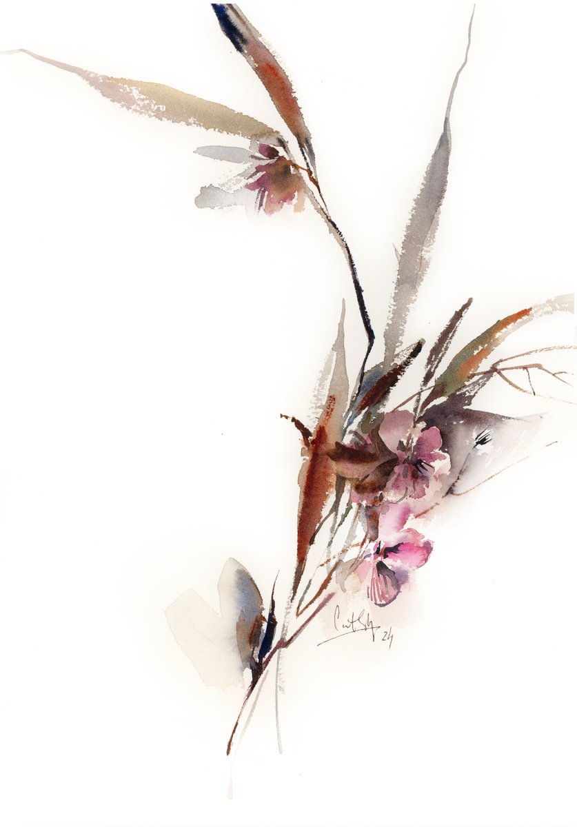 Botanical Watercolour By Sophie Rodionov, 10 X 14", Florals, Original Artwork