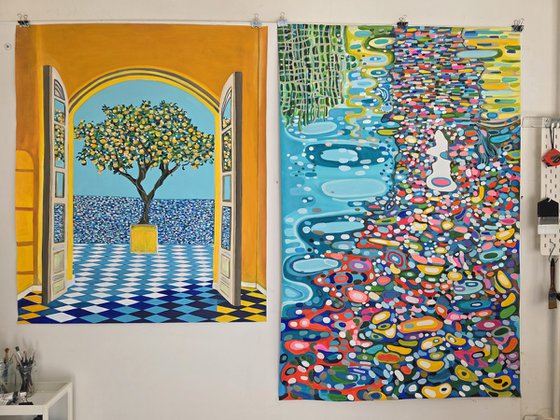 Mediterranean Seascape With Lemon Tree