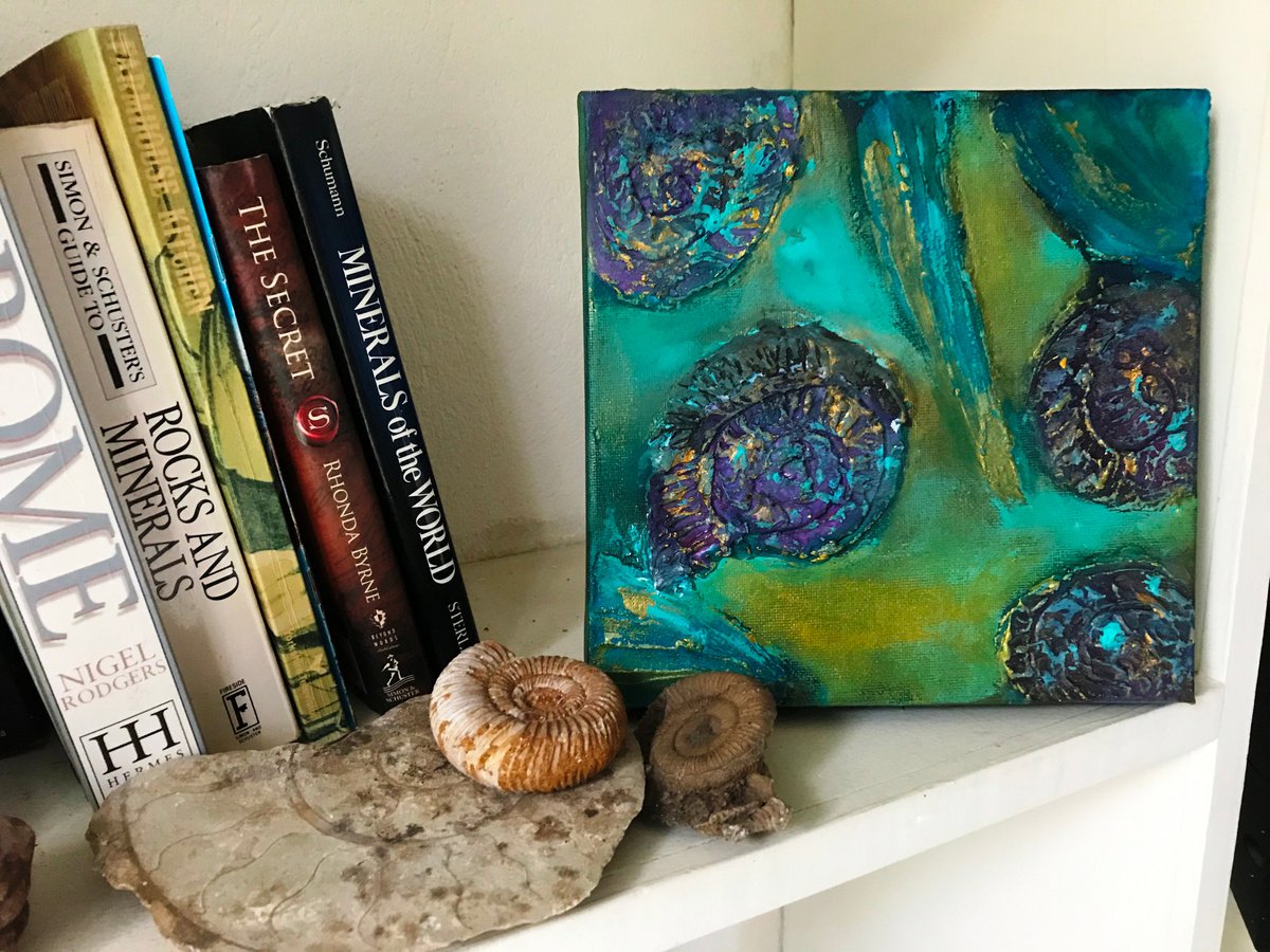 Ammonites Fossilized In Amethyst and Gold II by Maxine Anne Martin