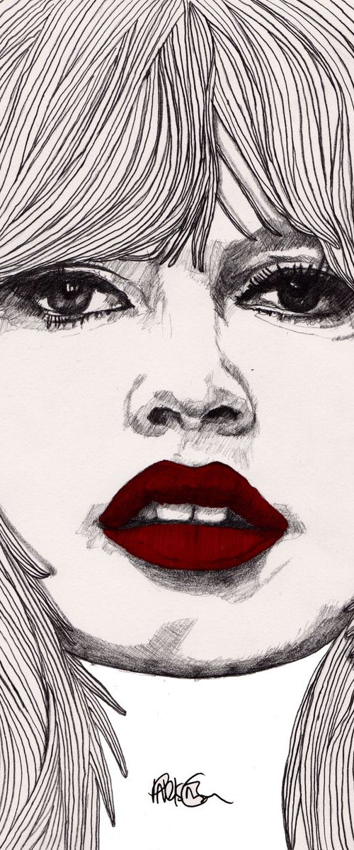 Brigitte with Red lips by Paul Nelson-Esch