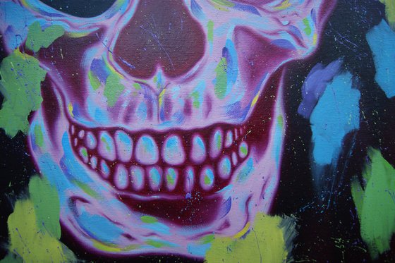 Disco Skull ( on canvas ) Free Shipping