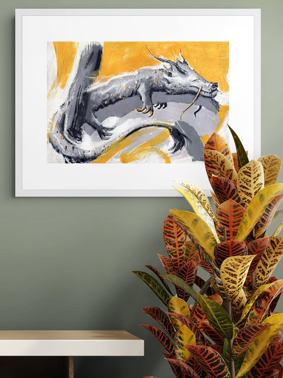 Sleeping Dragon on Deep-Yellow