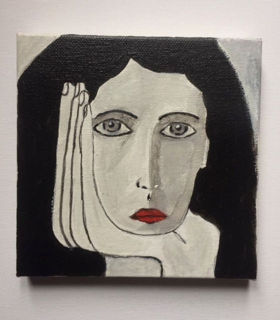 Girl portrait II. - mixed media painting