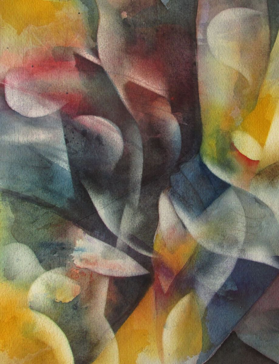 Abstract Watercolour By Alfred Ng, 10 X 13, Bodyscape #4, Original Artwork