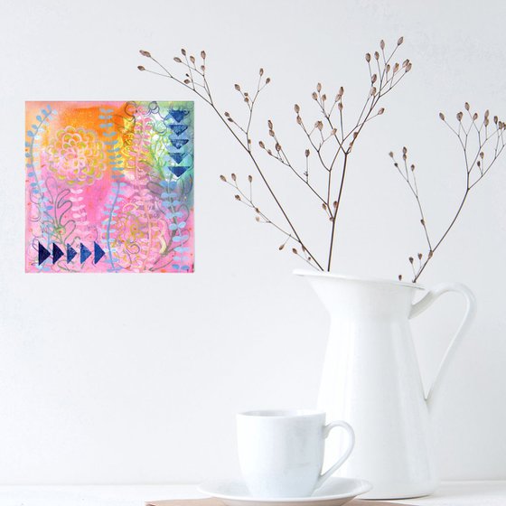 Abstract Garden 10 - Contemporary Abstract Painting with Geometric Pattern and Mandala