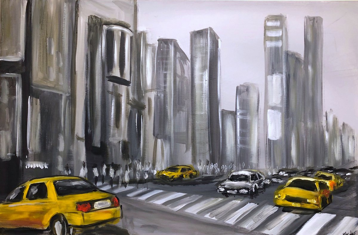 Yellow Cabs And Crossing by Aisha Haider